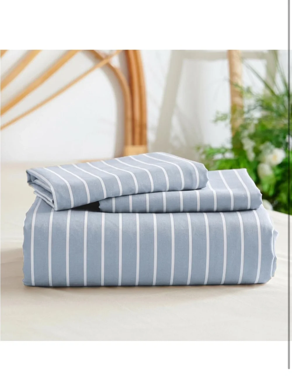 NEW Duvet Cover for 100% Cotton Bedding Set 3 Pieces Blue/White Stripe